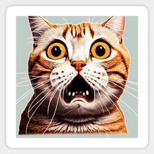 Funny Scared Cat Face, Cat Lover, Scaredy cat Sticker